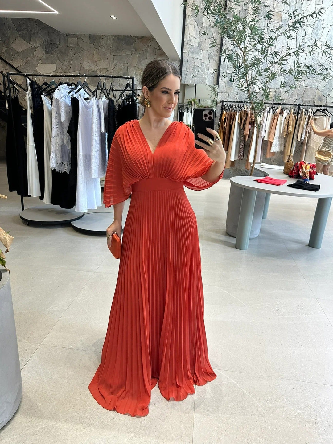Damen Maxi Kleid Plissiert Modern 11