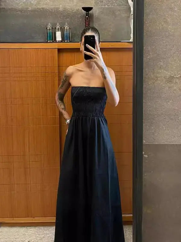 Damen Maxi Kleid Tube Top Gestreift Polyester für Sommerkleider 9