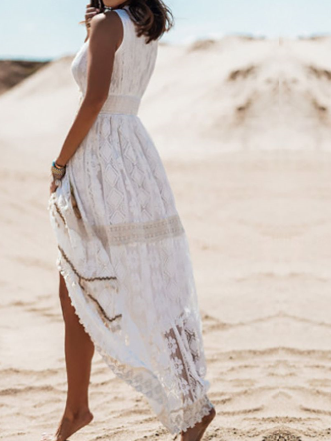 Damen Maxikleid Boho Stil Fließender Stoff 4