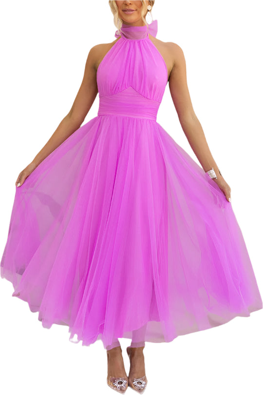 Damen Maxikleid Fließender Rock Stilvoll 0