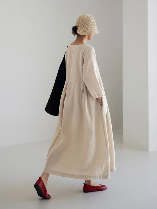 Damen Maxikleid mit Seitentaschen und lockerer Passform 4