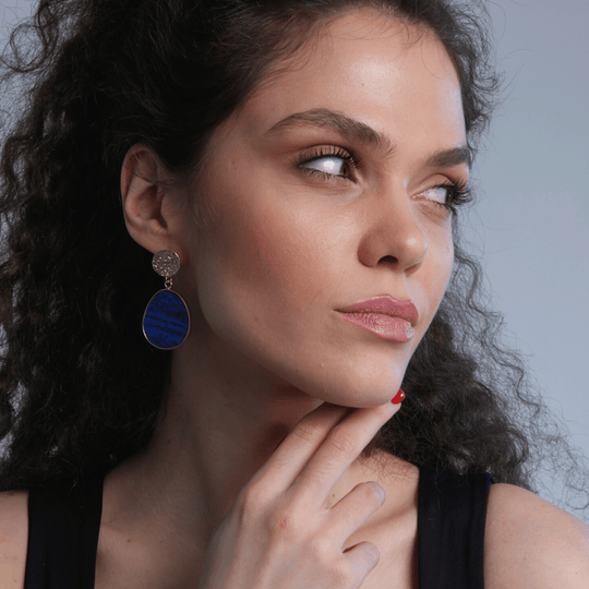 Damen Ohrringe Celestial Design mit Lapislazuli und Goldakzenten 4