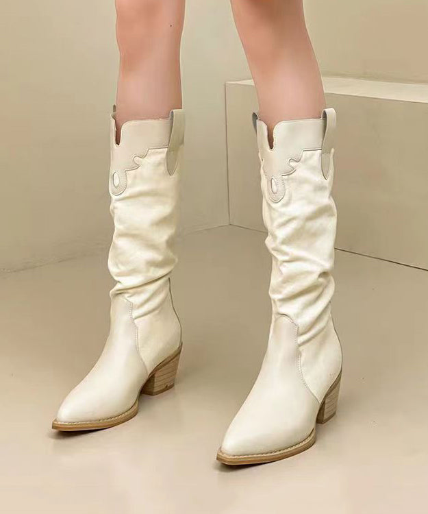 Damen Overknee Stiefel mit Modischem Spleißen und Klobiger Zehenpartie 3