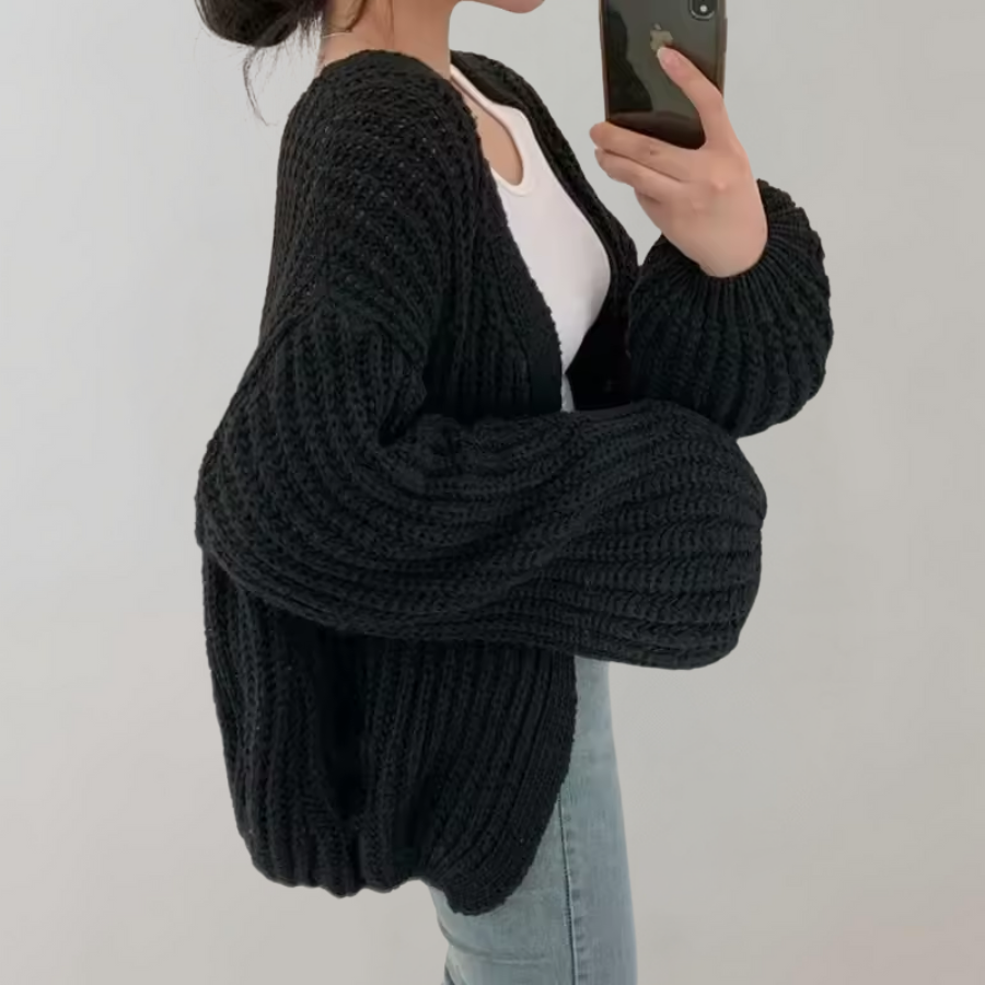 Damen Oversized Cardigan Grobstrick 2