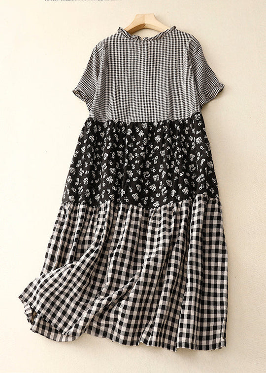 Damen Patchwork Kleid mit Rüschendruck 1