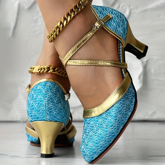 Damen Sandalen mit Schnallenriemen und Glänzender Oberfläche 6
