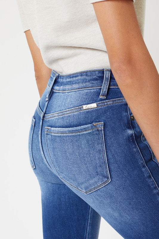 Damen Skinny Jeans mit hohem Bund und Saumdetails 6
