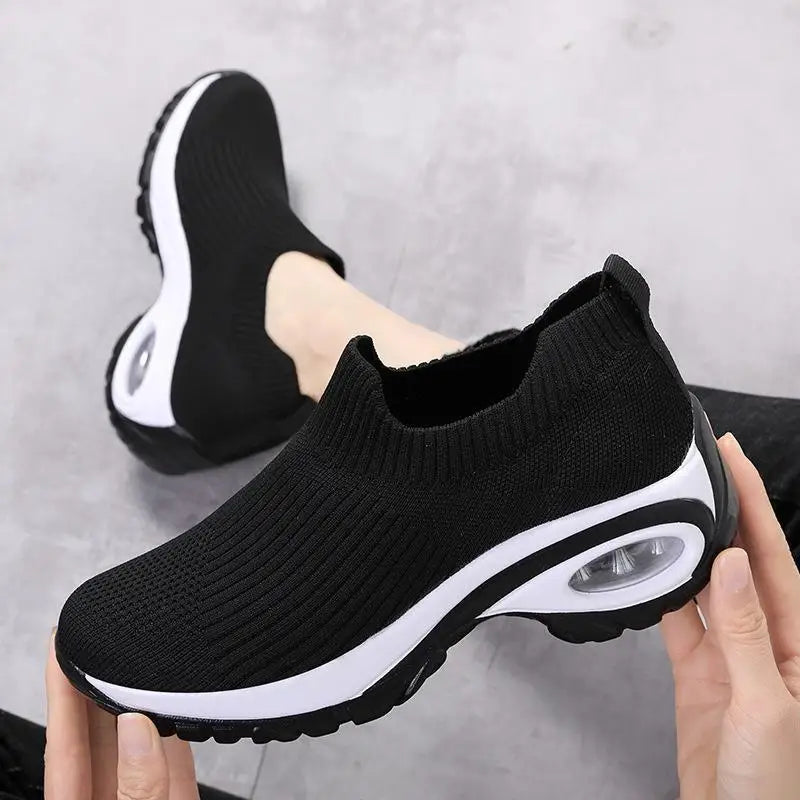 Damen Sneakers Wedge Atmungsaktiv Vulkanisierte Sohle 0