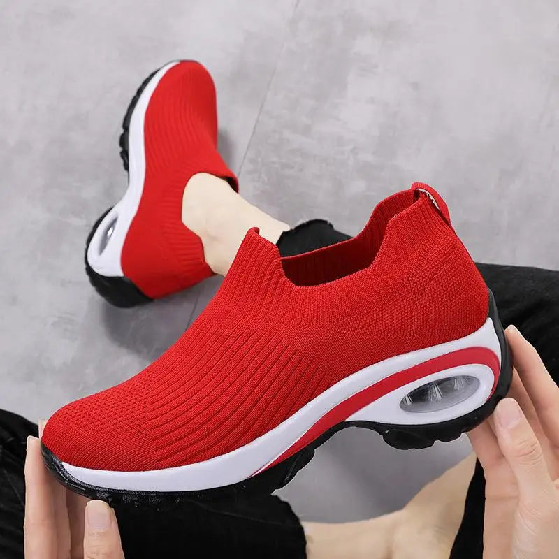 Damen Sneakers Wedge Atmungsaktiv Vulkanisierte Sohle 1