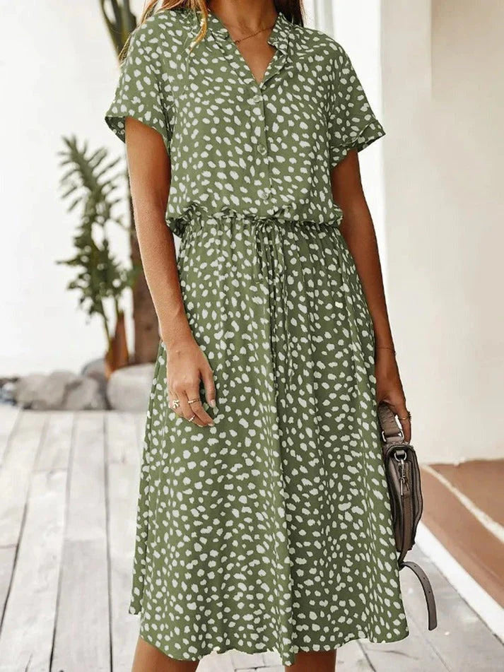 Damen Sommerkleid Vintage Stil mit Mittelärmeln und Leopardenprint 2