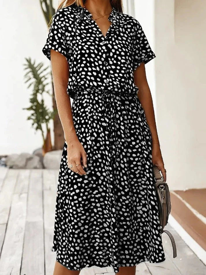 Damen Sommerkleid Vintage Stil mit Mittelärmeln und Leopardenprint 6