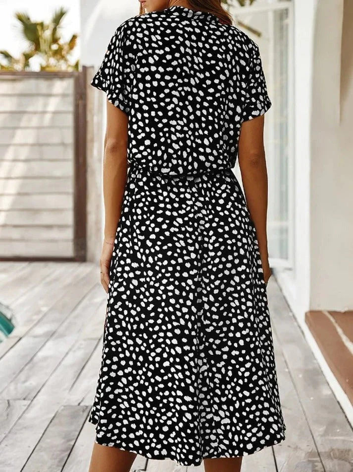 Damen Sommerkleid Vintage Stil mit Mittelärmeln und Leopardenprint 7