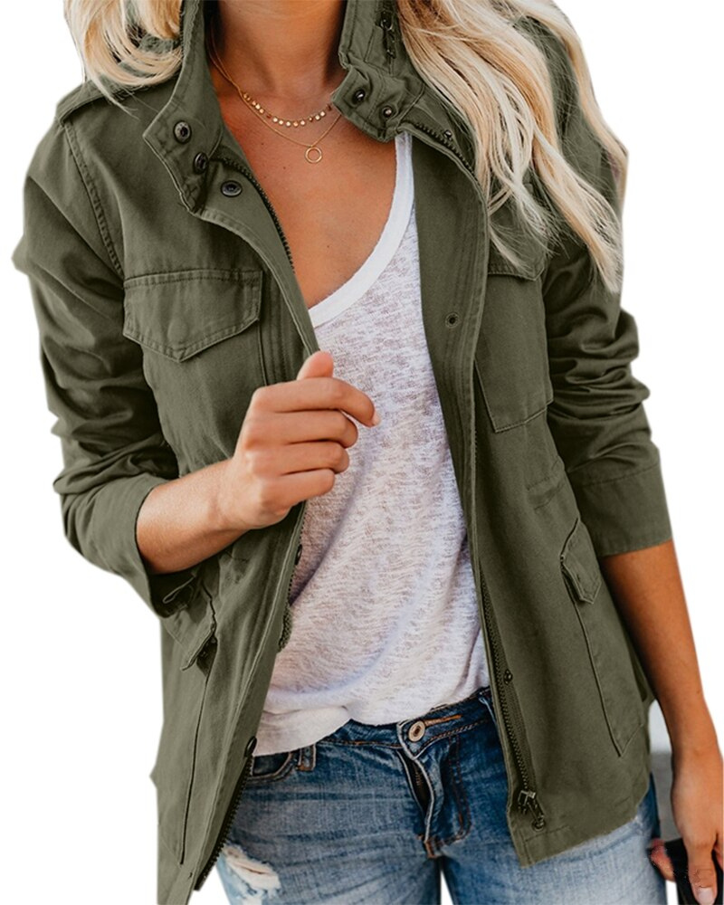 Damen Übergangsjacke mit Taschen für Freizeit und Sport 0