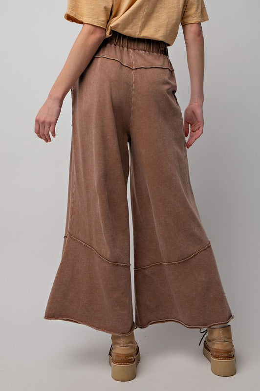Damen Weite Bein Hose aus Mineralgewaschenem Terry-Strick 2