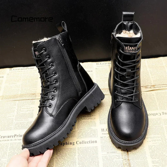Damen Winterstiefel Leder Bequem 3