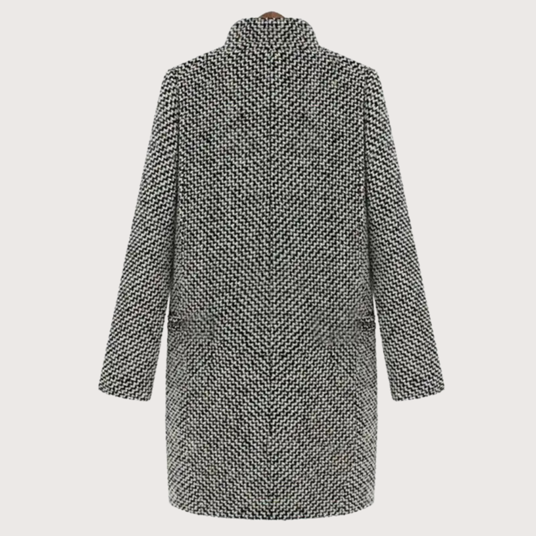 Damen Woll Wintermantel Eleganter Hahnentritt 4
