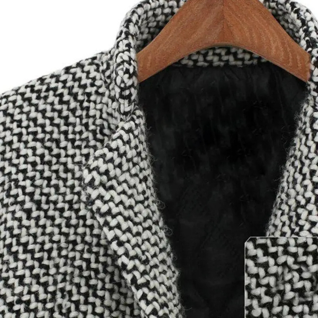 Damen Woll Wintermantel Eleganter Hahnentritt 5