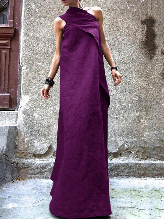 Damen ärmelloses Patchwork-Kleid in Marineblau 5