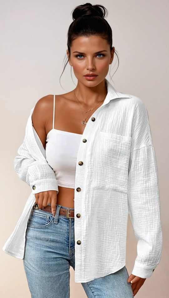 Damenbluse Klassisch Entspannt 100% Baumwolle - Vielseitige Bluse für Alltag und Büro 1