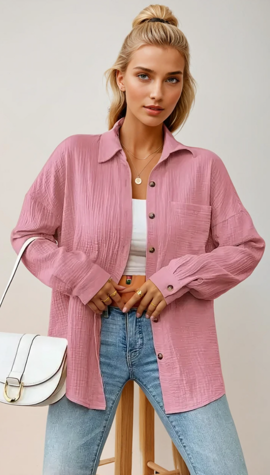Damenbluse Klassisch Entspannt 100% Baumwolle - Vielseitige Bluse für Alltag und Büro 7