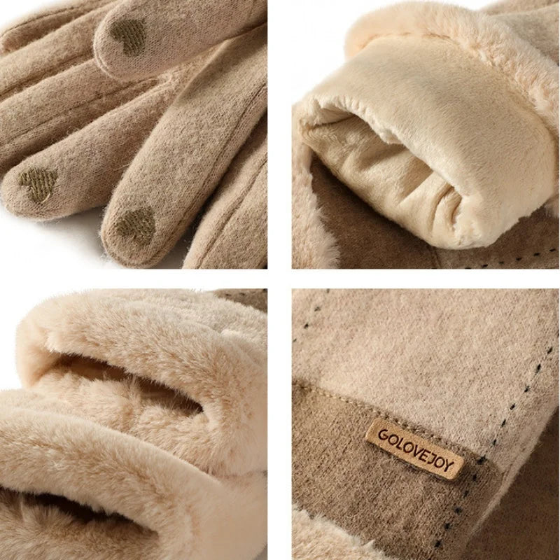 Damenhandschuhe Plüsch Elastisch Warm für Winter 6