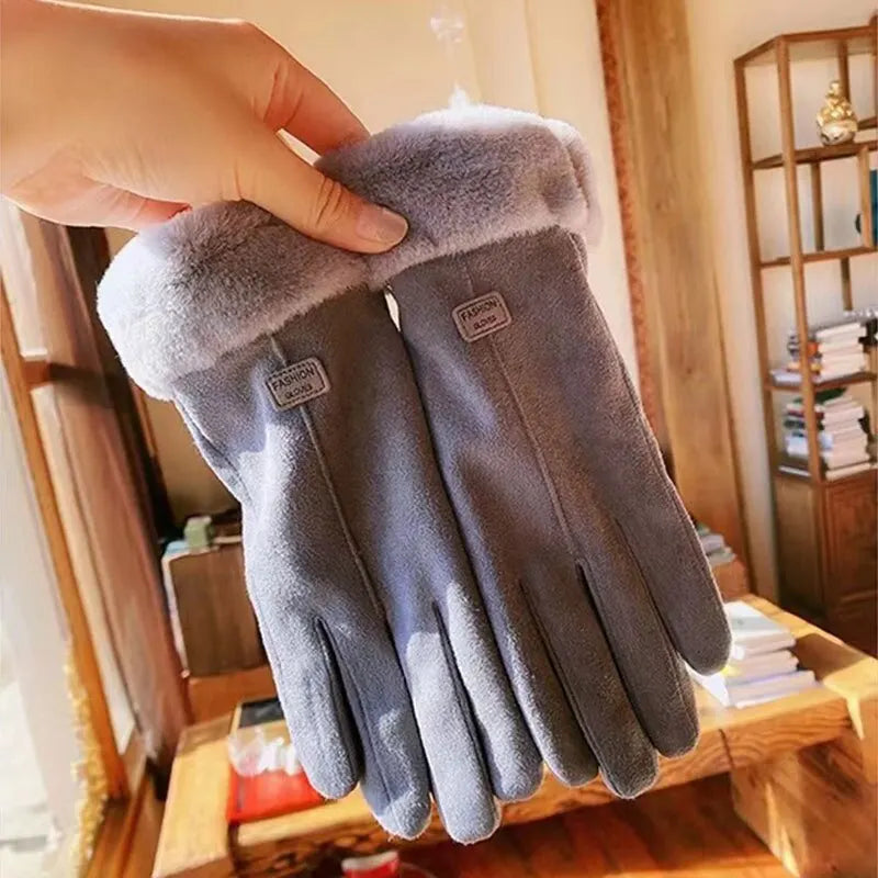 Damenhandschuhe Winterstil Wildleder 7