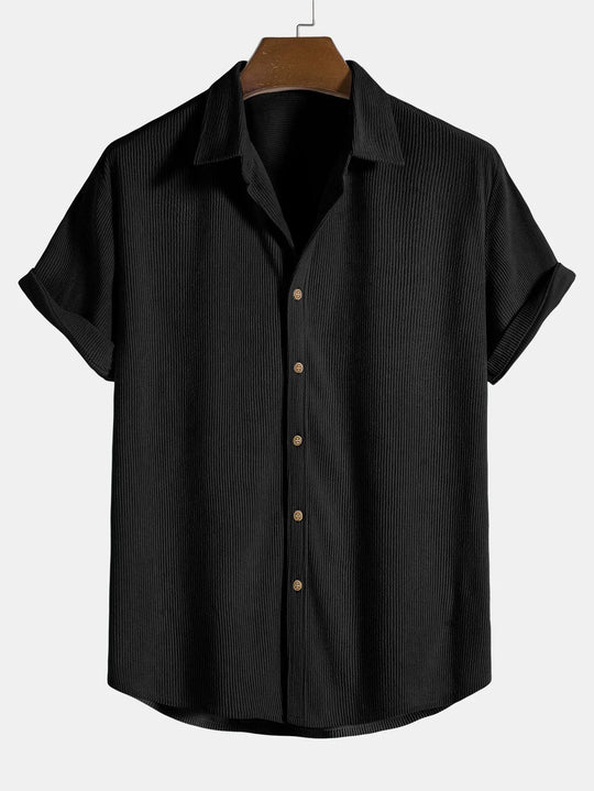 Herren Sommerhemd Kurzarm Leicht Baumwolle Elegant Atmungsaktiv-1