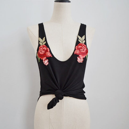 Gestickte Rose Damen Tanktop