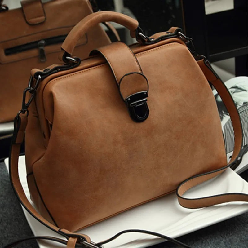 Damen Abendtasche Vintage Clutch Geräumig Leder für Feste und Ausgehen 2