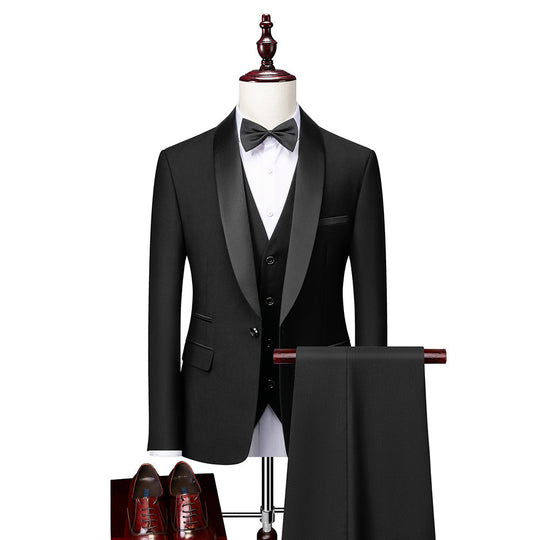 Herren 3-teiliges Anzug-Set Slim Fit Wolle 0