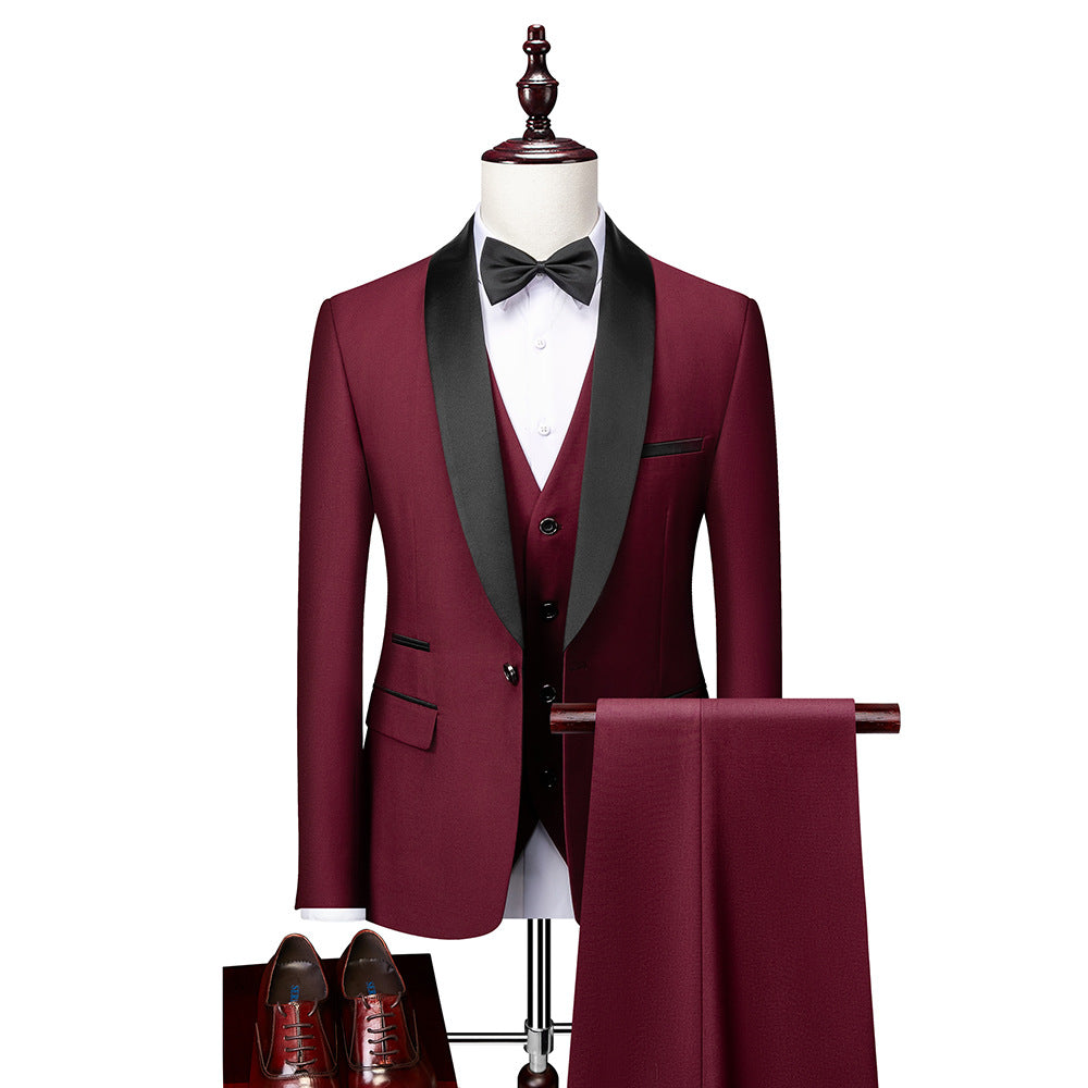 Herren 3-teiliges Anzug-Set Slim Fit Wolle 1