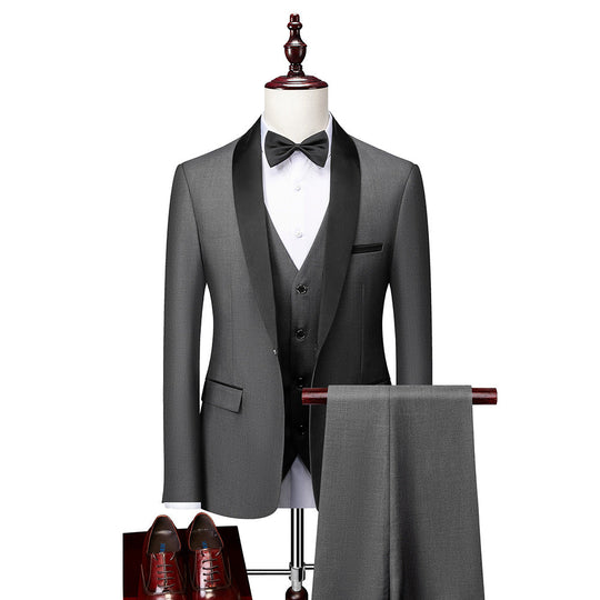 Herren 3-teiliges Anzug-Set Slim Fit Wolle 3