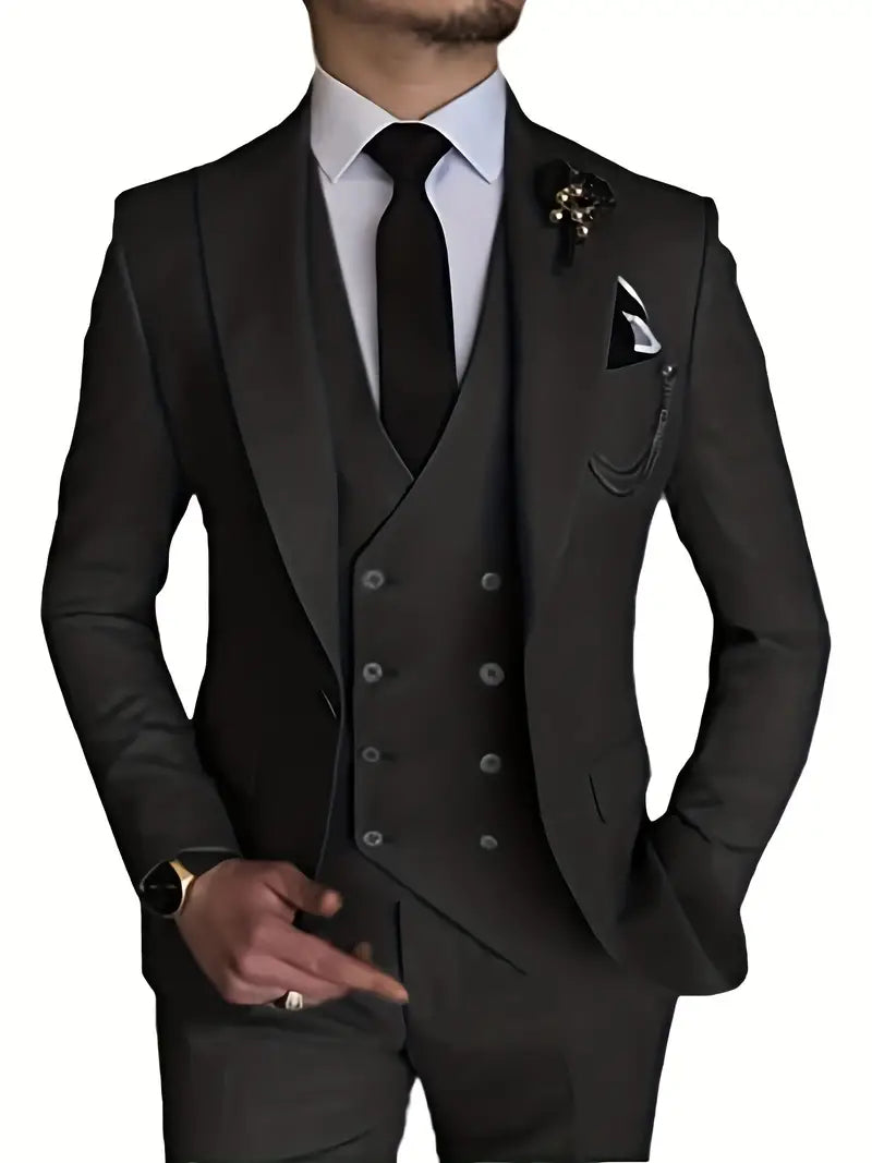 Herren Anzug Set 3-teilig Blazer, Weste und Hosen für Business und Freizeit 14