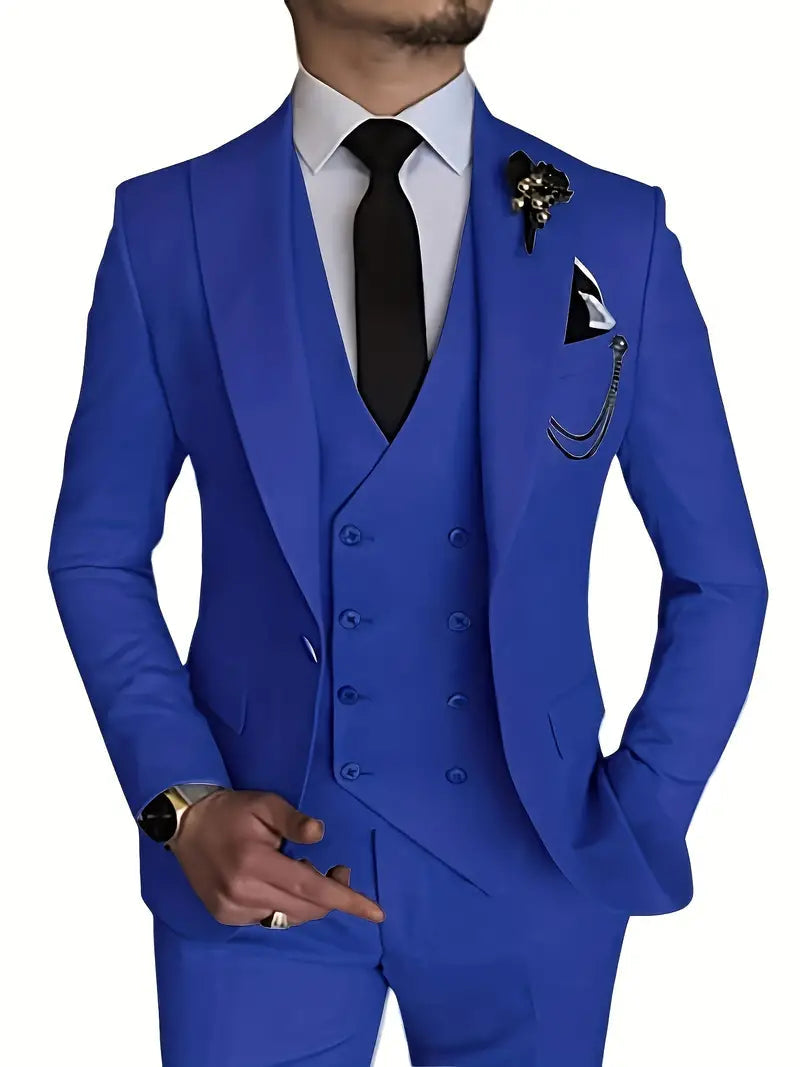 Herren Anzug Set 3-teilig Blazer, Weste und Hosen für Business und Freizeit 9