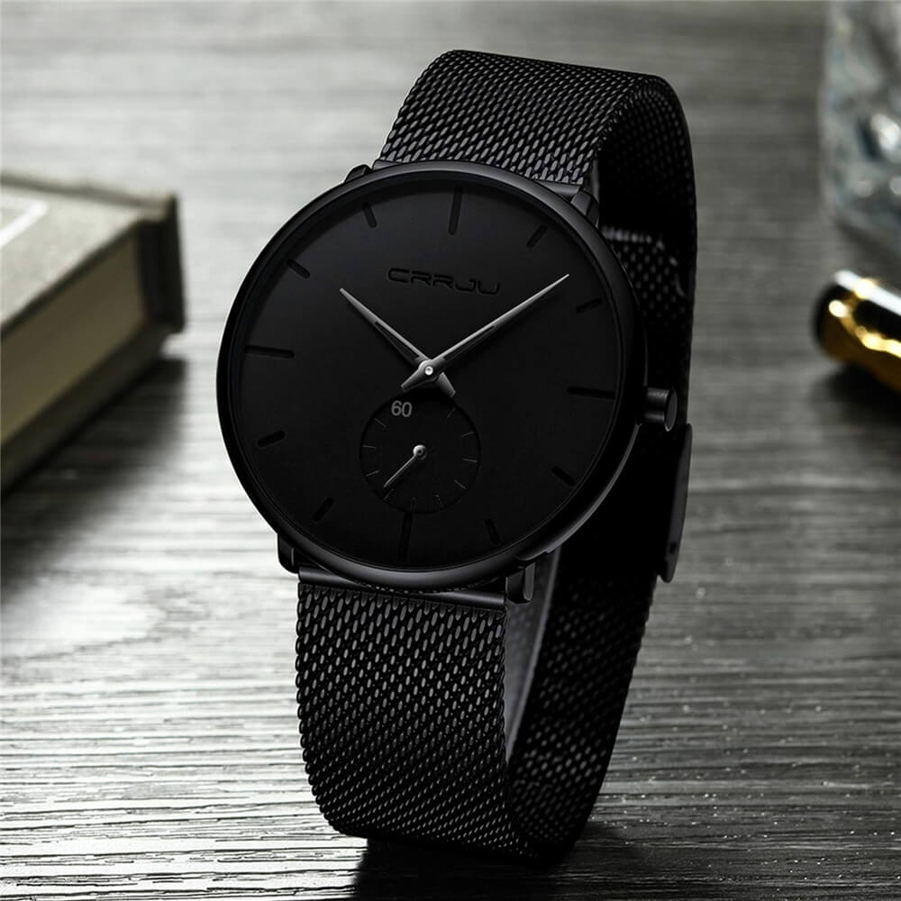 Herren Armbanduhr Minimalistisch Edelstahl Blau 5