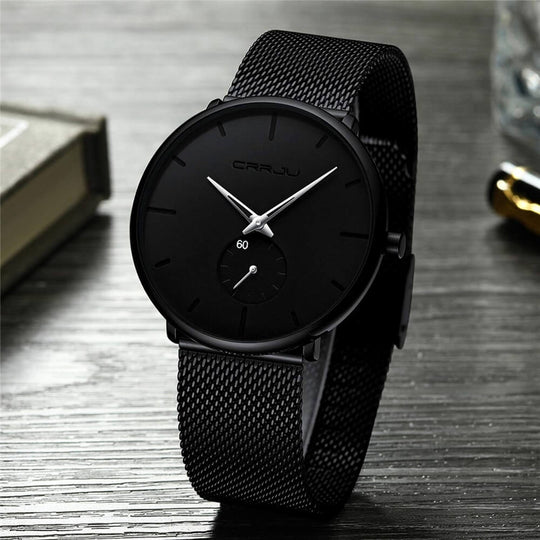 Herren Armbanduhr Minimalistisch Edelstahl Blau 6