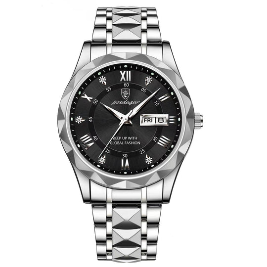 Herren Armbanduhr Wasserdicht Modernes Design Edelstahl Quarz 9