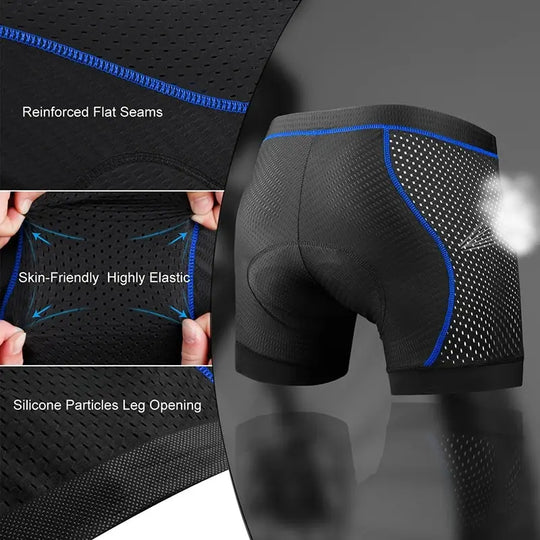 Herren Fahrradhose Lang mit 5D Polsterung und Anti-Rutsch Beinabschlüssen aus Atmungsaktivem LYCRA 1