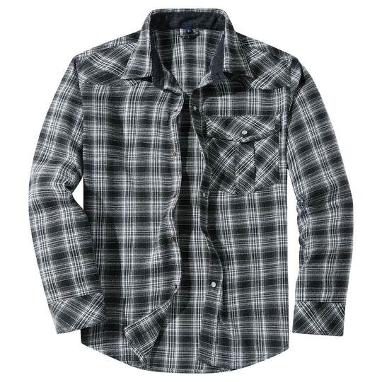 Herren Flanellhemd Klassisch Gemustert Baumwolle-Polyester-Mischung 5