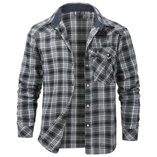 Herren Flanellhemd Klassisch Gemustert Baumwolle-Polyester-Mischung 8
