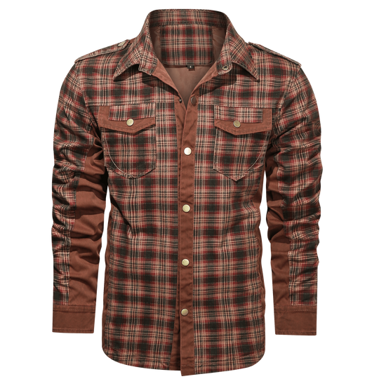 Herren Flanellhemd Langarm Klassisch Baumwolle-Polyester 5