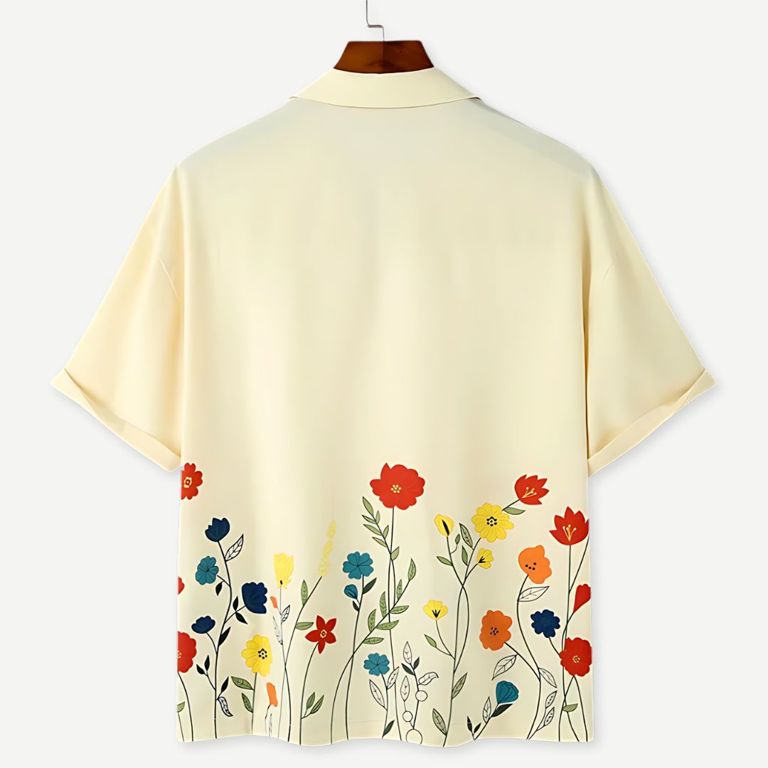 Herren Hemd Floral Sommer Leichtes Baumwollgemisch 1