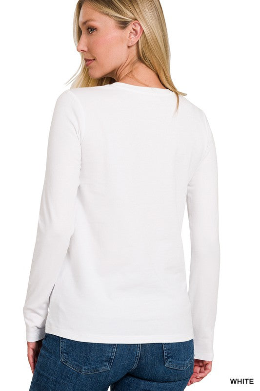 Herren Langarm T-Shirt Rundhalsausschnitt Baumwolle 1