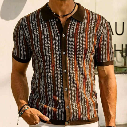 Herren Polohemd Chevron Mit Knopfleiste 2