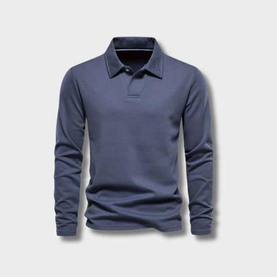 Herren Poloshirt Langarm Klassischer Kragen Atmungsaktive Baumwolle 1