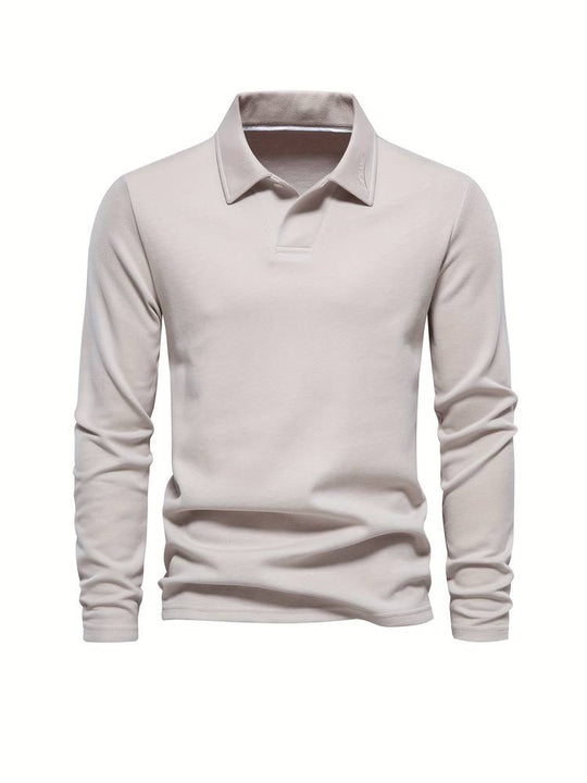 Herren Poloshirt Langarm Klassischer Kragen Atmungsaktive Baumwolle 2