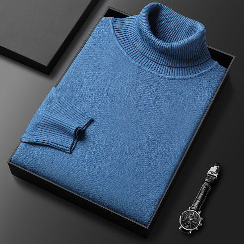 Herren Pullover mit Stehkragen und gerippten Bündchen 6