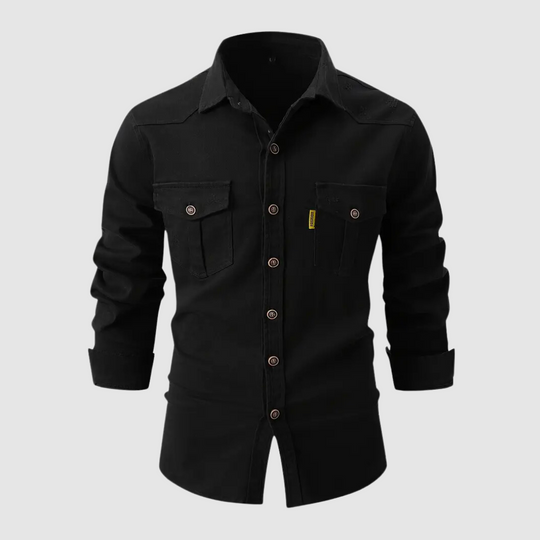 Herrenhemd Casual Langarm Baumwolle mit Robuster Passform und Brusttaschen 5