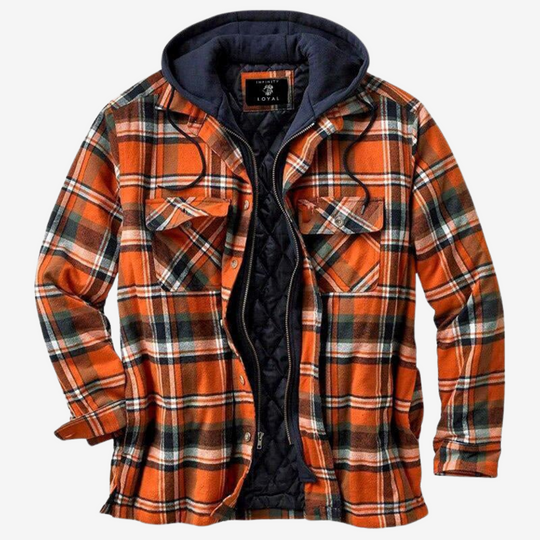 Herrenjacke Fleecegefüttert Karomuster mit Kapuze für Outdoor und Alltag 3