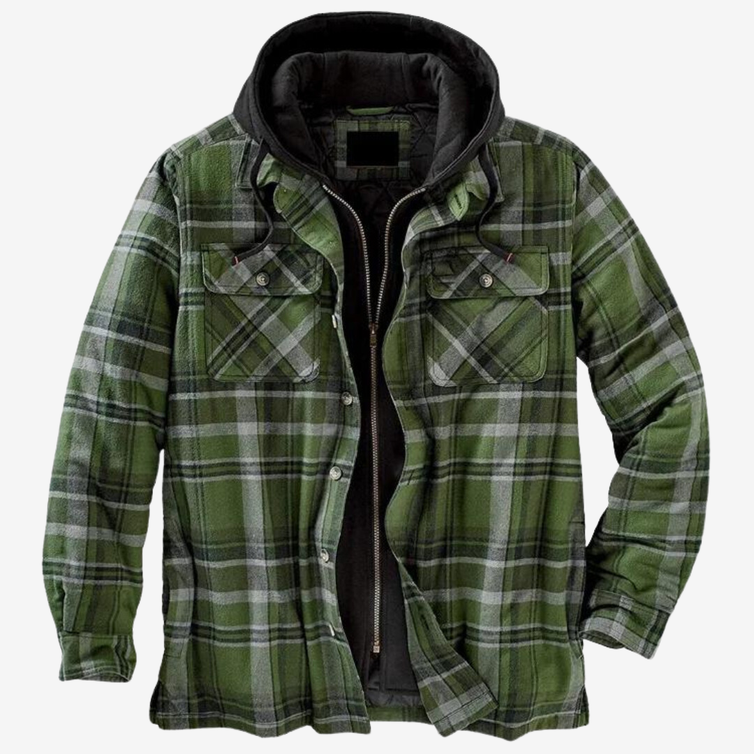 Herrenjacke Fleecegefüttert Karomuster mit Kapuze für Outdoor und Alltag 4